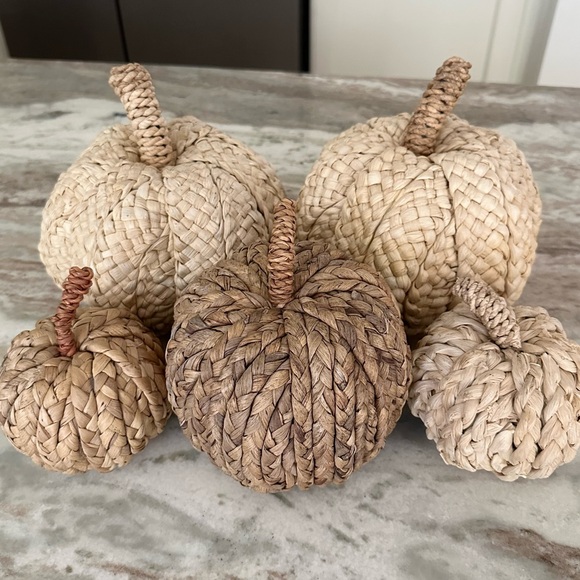 Other - Set of 5 Woven Decorative Pumpkins - Fall Harvest Decor